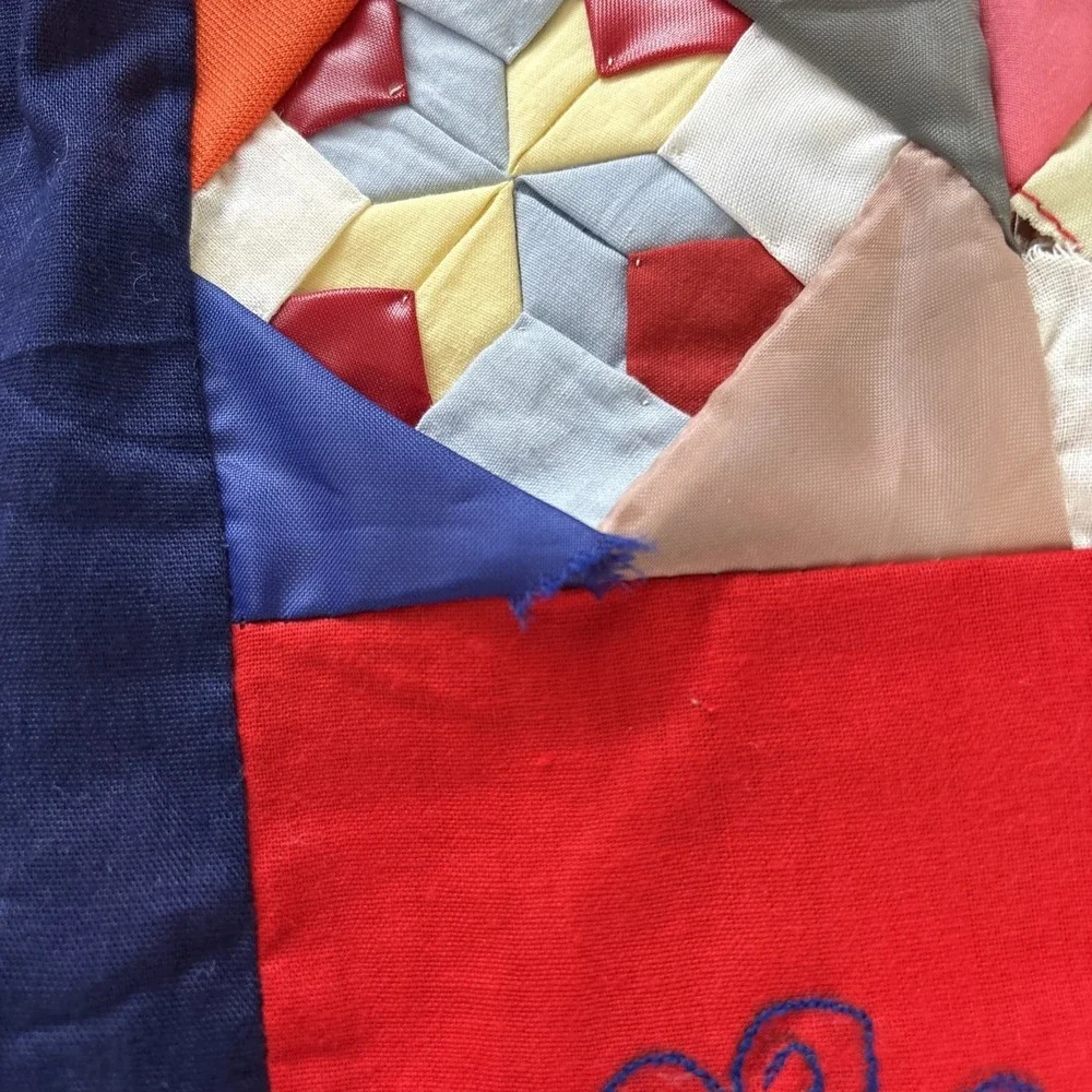 Handmade Bai Jia Bei 100 Families Quilt Chinese Folk Art 3D Geometric Reversible